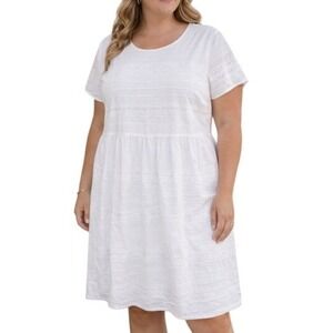 Old Navy Dress Womens XXL White Eyelet Embroidered Cotton Boho Cottagecore